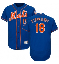 Men's Majestic New York Mets #18 Darryl Strawberry Royal Blue Alternate Flex Base Authentic Collection MLB Jersey