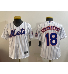 Youth New York Mets #18 Darryl Strawberry White Cool Base Stitched Baseball Jersey