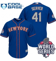 Men's Majestic New York Mets #41 Tom Seaver Replica Royal Blue Alternate Road Cool Base 2015 World Series MLB Jersey