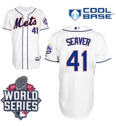 Men's Majestic New York Mets #41 Tom Seaver Replica White Alternate Cool Base 2015 World Series MLB Jersey