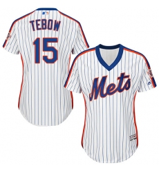 Women's Majestic New York Mets #15 Tim Tebow Authentic White Alternate Cool Base MLB Jersey