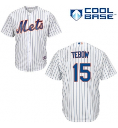 Youth Majestic New York Mets #15 Tim Tebow Authentic White Home Cool Base MLB Jersey