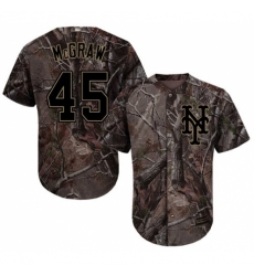 Men's Majestic New York Mets #45 Tug McGraw Authentic Camo Realtree Collection Flex Base MLB Jersey