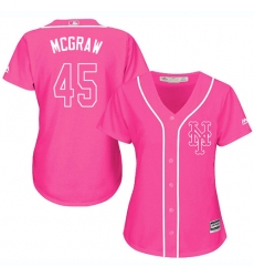 Women's Majestic New York Mets #45 Tug McGraw Replica Pink Fashion Cool Base MLB Jersey