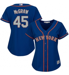Women's Majestic New York Mets #45 Tug McGraw Replica Royal Blue Alternate Road Cool Base MLB Jersey