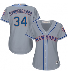 Women's Majestic New York Mets #34 Noah Syndergaard Authentic Grey Road Cool Base MLB Jersey
