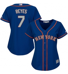 Women's Majestic New York Mets #7 Jose Reyes Authentic Royal Blue Alternate Road Cool Base MLB Jersey