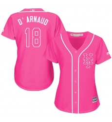 Women's Majestic New York Mets #18 Travis d'Arnaud Authentic Pink Fashion Cool Base MLB Jersey