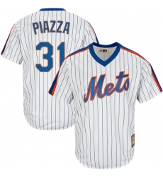 Men's Majestic New York Mets #31 Mike Piazza Authentic White Cooperstown MLB Jersey