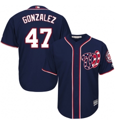 Youth Majestic Washington Nationals #47 Gio Gonzalez Replica Navy Blue Alternate 2 Cool Base MLB Jersey