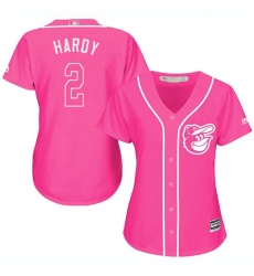 Women's Majestic Baltimore Orioles #2 J.J. Hardy Replica Pink Fashion Cool Base MLB Jersey