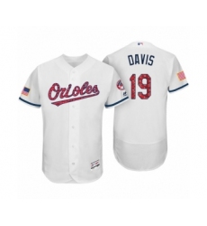 Men Baltimore Orioles #19 Chris Davis White 2017 Independence Day Flex Base Jersey