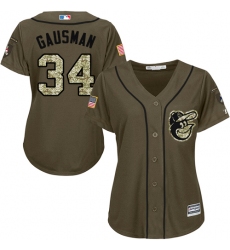 Women's Majestic Baltimore Orioles #34 Kevin Gausman Authentic Green Salute to Service MLB Jersey