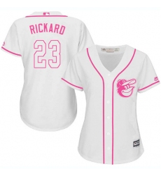 Women's Majestic Baltimore Orioles #23 Joey Rickard Replica White Fashion Cool Base MLB Jersey