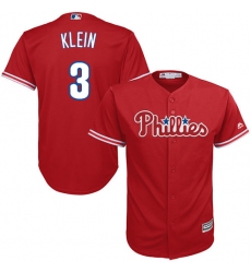 Youth Majestic Philadelphia Phillies #3 Chuck Klein Authentic Red Alternate Cool Base MLB Jersey