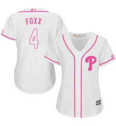 Women's Majestic Philadelphia Phillies #4 Jimmy Foxx Replica White Fashion Cool Base MLB Jersey