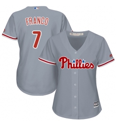 Women's Majestic Philadelphia Phillies #7 Maikel Franco Authentic Grey Road Cool Base MLB Jersey