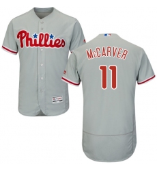 Men's Majestic Philadelphia Phillies #11 Tim McCarver Grey Road Flex Base Authentic Collection MLB Jersey