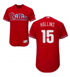 Men's Majestic Philadelphia Phillies #15 Dave Hollins Red Alternate Flex Base Authentic Collection MLB Jersey