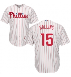 Men's Majestic Philadelphia Phillies #15 Dave Hollins Replica White/Red Strip Home Cool Base MLB Jersey