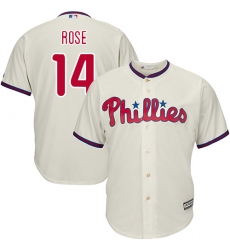 Men's Majestic Philadelphia Phillies #14 Pete Rose Replica Cream Alternate Cool Base MLB Jersey