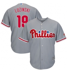 Men's Majestic Philadelphia Phillies #19 Greg Luzinski Replica Grey Road Cool Base MLB Jersey