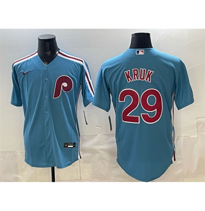 Men's Philadelphia Phillies #29 John Kruk Blue Cool Base Stitched Jersey
