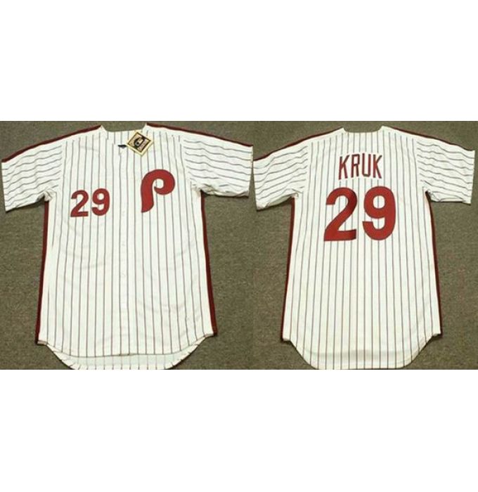 Men's Philadelphia Phillies #29 John Kruk White Stitched Jersey