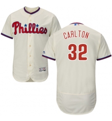 Men's Majestic Philadelphia Phillies #32 Steve Carlton Cream Alternate Flex Base Authentic Collection MLB Jersey
