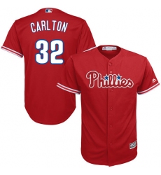 Youth Majestic Philadelphia Phillies #32 Steve Carlton Replica Red Alternate Cool Base MLB Jersey