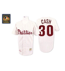 Men's Mitchell and Ness Philadelphia Phillies #30 Dave Cash Replica White/Red Strip Throwback MLB Jersey