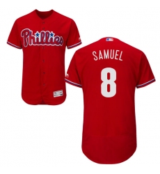 Men's Majestic Philadelphia Phillies #8 Juan Samuel Red Alternate Flex Base Authentic Collection MLB Jersey