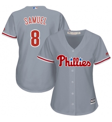 Women's Majestic Philadelphia Phillies #8 Juan Samuel Authentic Grey Road Cool Base MLB Jersey