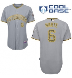 Men's Majestic Pittsburgh Pirates #6 Starling Marte Authentic Grey USMC Cool Base MLB Jersey