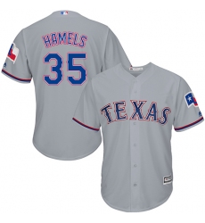 Men's Majestic Texas Rangers #35 Cole Hamels Replica Grey Road Cool Base MLB Jersey