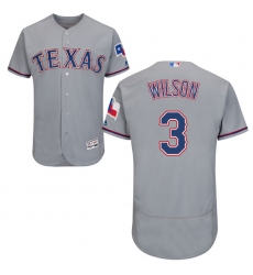 Men's Majestic Texas Rangers #3 Russell Wilson Grey Road Flex Base Authentic Collection MLB Jersey