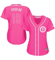 Women's Majestic Texas Rangers #19 Jurickson Profar Replica Pink Fashion Cool Base MLB Jersey