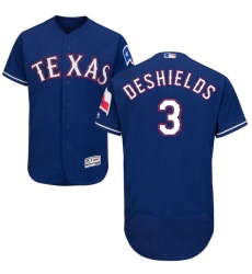 Men's Majestic Texas Rangers #3 Delino DeShields Royal Blue Alternate Flex Base Authentic Collection MLB Jersey