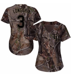 Women's Majestic Tampa Bay Rays #3 Evan Longoria Authentic Camo Realtree Collection Flex Base MLB Jersey