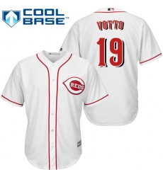 Men's Majestic Cincinnati Reds #19 Joey Votto Replica White Home Cool Base MLB Jersey