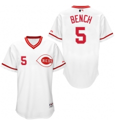 Men's Majestic Cincinnati Reds #5 Johnny Bench Authentic White 1990 Turn Back The Clock MLB Jersey