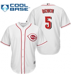 Men's Majestic Cincinnati Reds #5 Johnny Bench Replica White Home Cool Base MLB Jersey