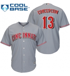 Youth Majestic Cincinnati Reds #13 Dave Concepcion Authentic Grey Road Cool Base MLB Jersey