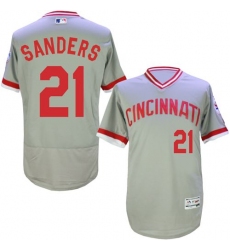 Men's Majestic Cincinnati Reds #21 Reggie Sanders Grey Flexbase Authentic Collection Cooperstown MLB Jersey