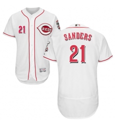 Men's Majestic Cincinnati Reds #21 Reggie Sanders White Home Flex Base Authentic Collection MLB Jersey