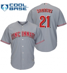 Youth Majestic Cincinnati Reds #21 Reggie Sanders Authentic Grey Road Cool Base MLB Jersey