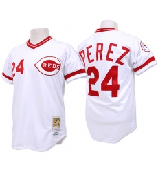 Men's Mitchell and Ness Cincinnati Reds #24 Tony Perez Authentic White Throwback MLB Jersey