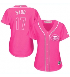 Women's Majestic Cincinnati Reds #17 Chris Sabo Replica Pink Fashion Cool Base MLB Jersey