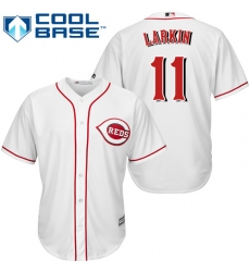 Men's Majestic Cincinnati Reds #11 Barry Larkin Replica White Home Cool Base MLB Jersey