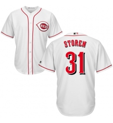 Youth Majestic Cincinnati Reds #31 Drew Storen Replica White Home Cool Base MLB Jersey